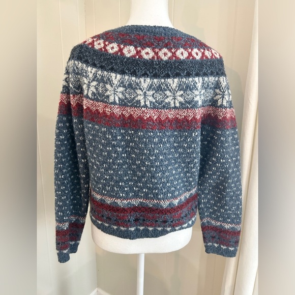 Vintage 90s Arizona Jean Co. Cropped Wool Blend Crew Neck Fair Isle Sweater - Picture 2 of 3